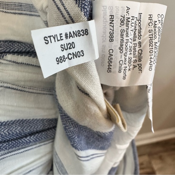 Madewell Huston Linen Blend Stripe Pull On Crop Pant Blue/White Size Med… - Picture 14 of 16